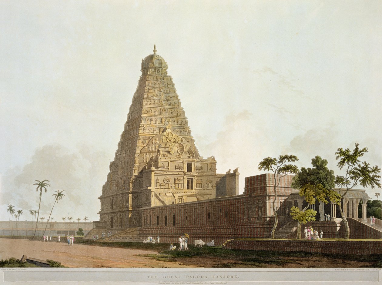 A Nagy Pagoda, Tanjore, XXIV. tábla a Keleti tájból, 1798-ban (színes akvatinta) alkotó: Thomas Daniell