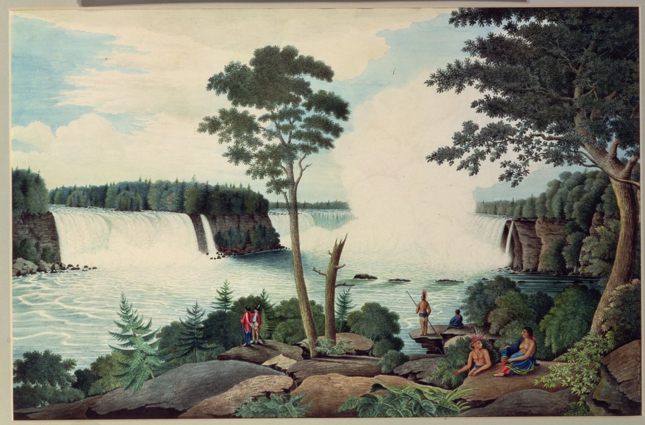 Niagara vízesés lentről, 1766 körül alkotó: Thomas Davies