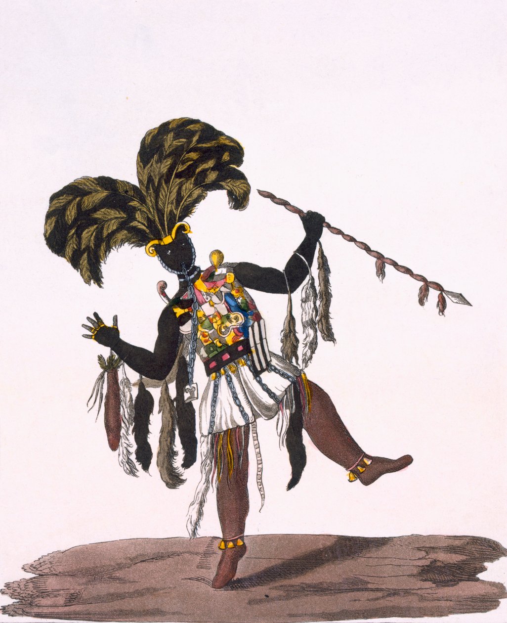 Egy ashanti kapitány hadiruhában, Giulio Ferrario "Costume dei..." című művéből, 1820-30-as évek körül. alkotó: Thomas Edward Bowditch