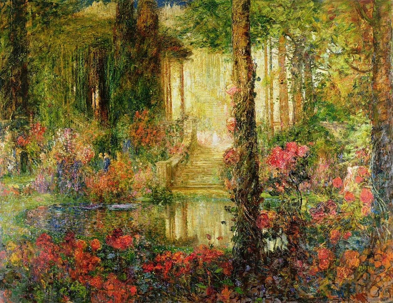 A Varázskert – a „Parsifal” színpadi díszlete, 1914 alkotó: Thomas Edwin Mostyn
