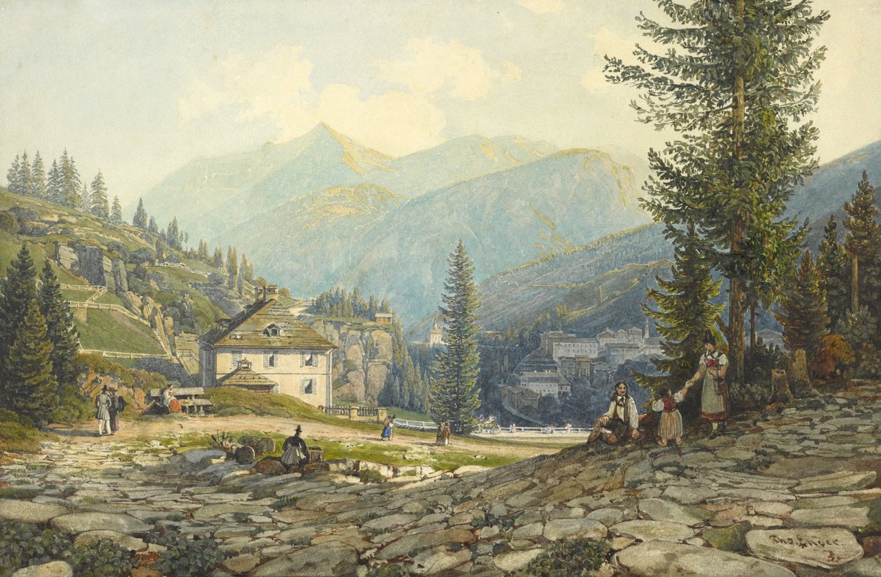 Kilátás Johann főherceg rezidenciájára Gastein Hot Springsben alkotó: Thomas Ender