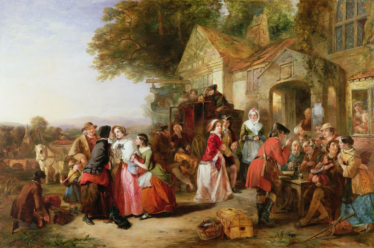 Utazók egy kocsma előtt, 1850 alkotó: Thomas Falcon Marshall