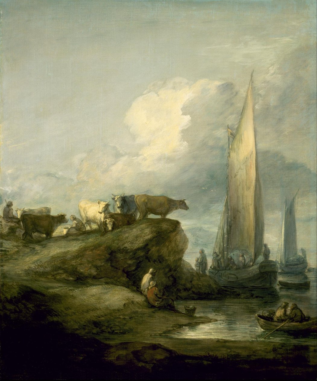 Tengerparti jelenet szállítással és marhákkal alkotó: Thomas Gainsborough