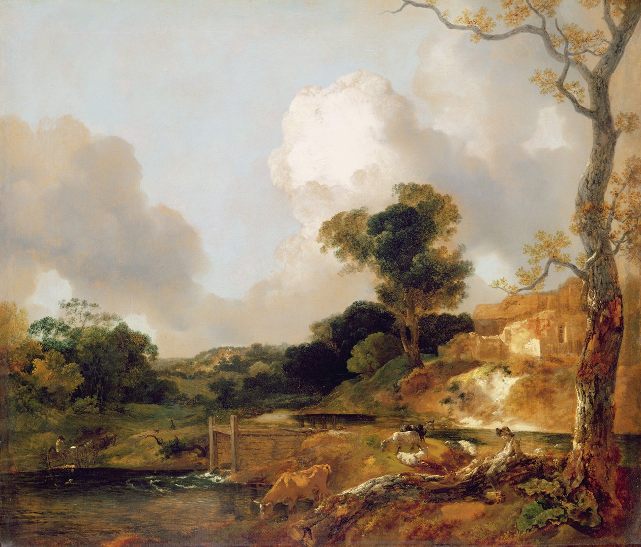 Táj a patakkal és a gáttal alkotó: Thomas Gainsborough