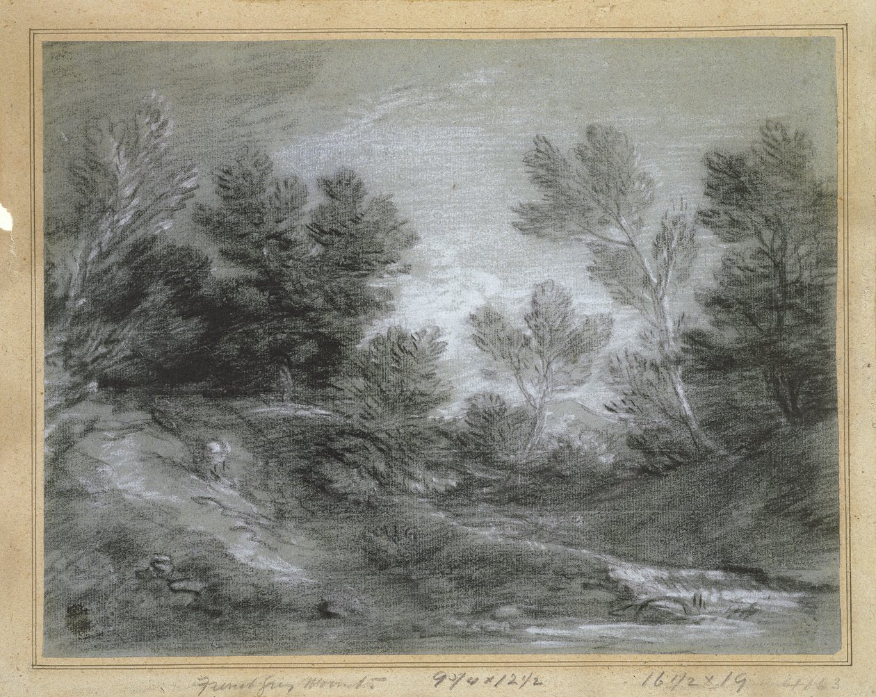 PD.28-1953 Egy erdei patak (kréta szürke papíron) alkotó: Thomas Gainsborough