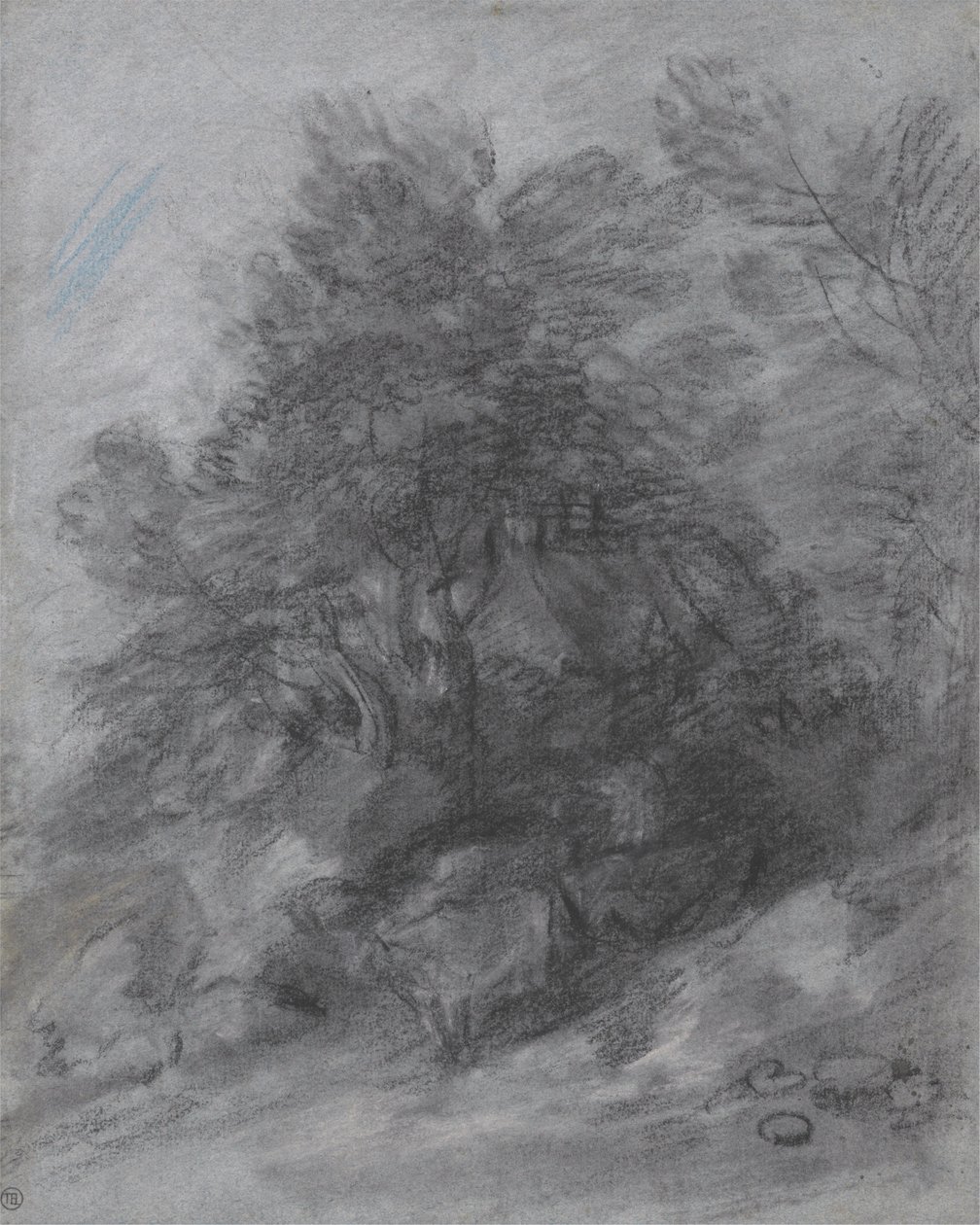 Erdős táj pásztorral, tehenekkel és kunyhóval alkotó: Thomas Gainsborough