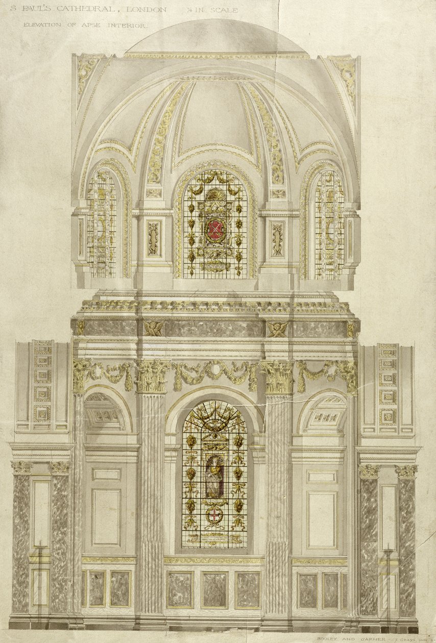 A Szent Pál-székesegyház apszisának díszítő vázlata, 19. század vége alkotó: Thomas Garner