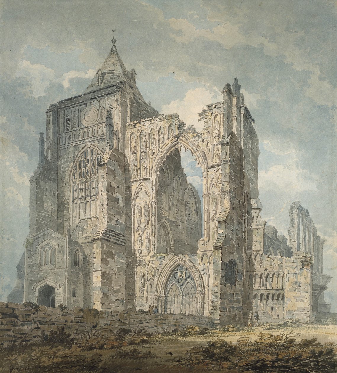 Crowland Abbey, Lincolnshire, 1793-94 (wc ceruzával papíron) alkotó: Thomas Girtin
