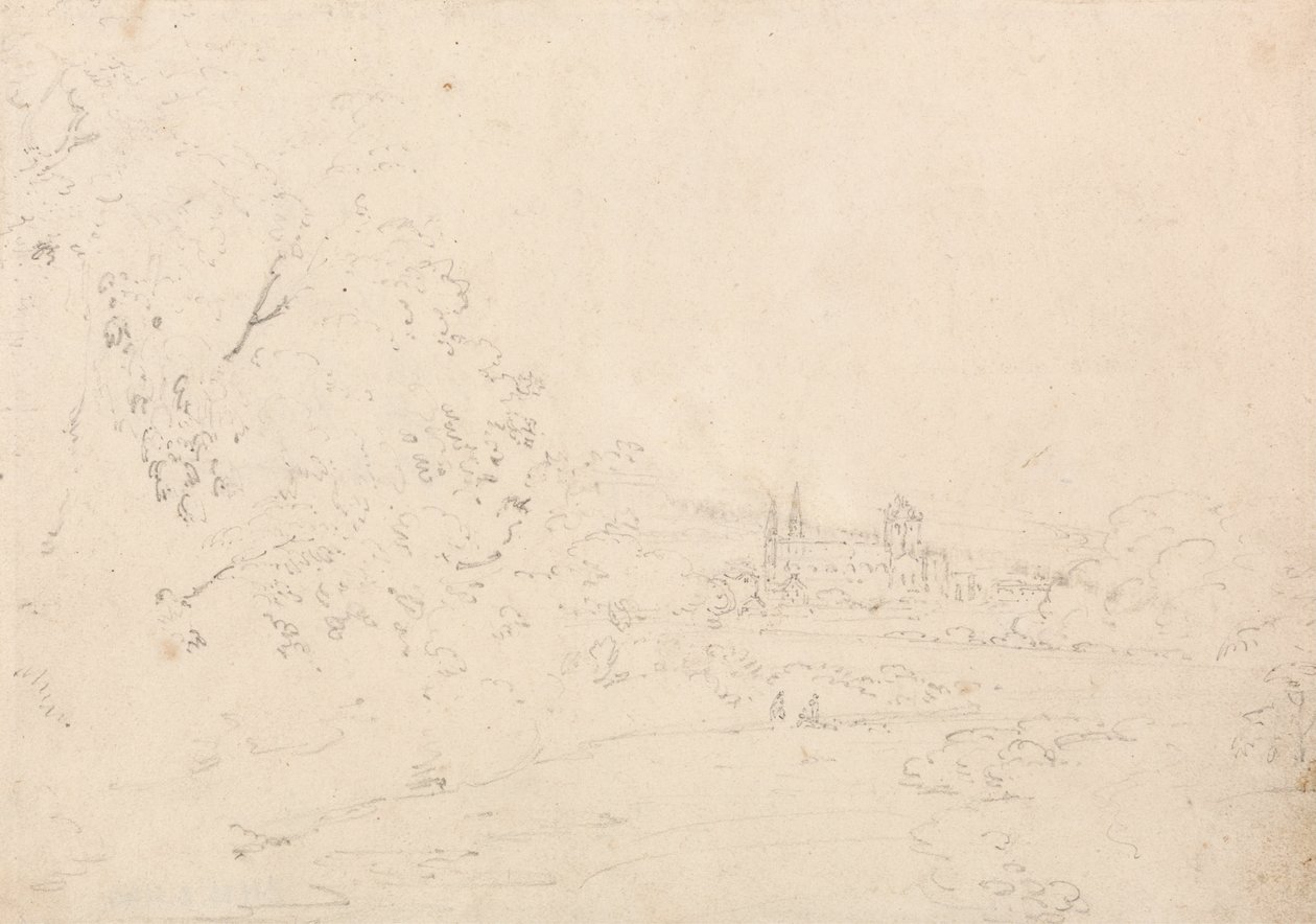 Jedburgh távoli nézete alkotó: Thomas Girtin