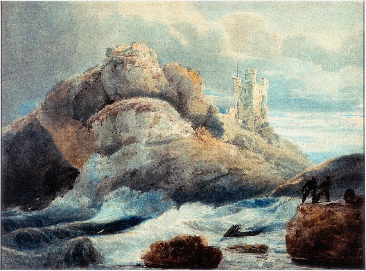 Dunstanburgh kastély - A Lilburn Tower (ceruza és akvarell papíron) alkotó: Thomas Girtin