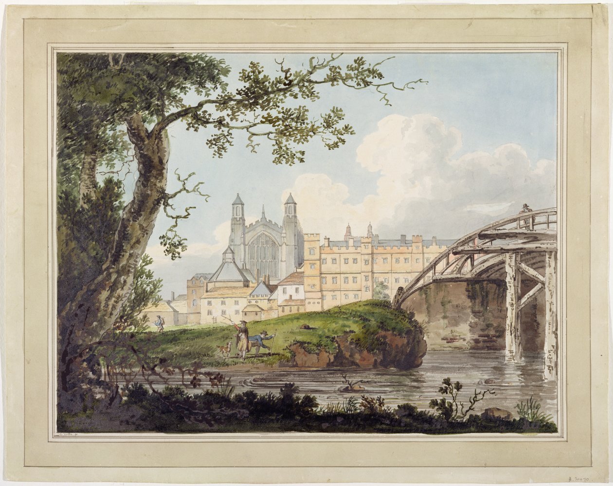 Eton College a Datchet Road felől, 1790 körül (wc grafitra, vászonpapírra) alkotó: Thomas Girtin