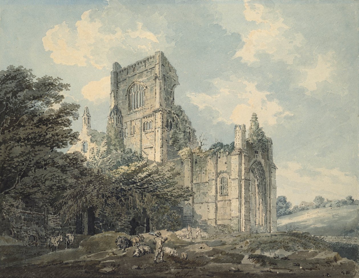 Kirkstall Abbey, Yorkshire, 18. század (tinta és WC papíron) alkotó: Thomas Girtin