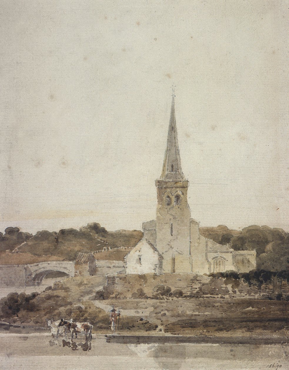 Táj templommal a folyó mellett (wc) alkotó: Thomas Girtin