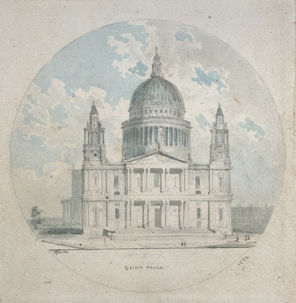 Szent Pál-székesegyház, 1790 körül (kék és szürke felületek grafit felett) alkotó: Thomas Girtin