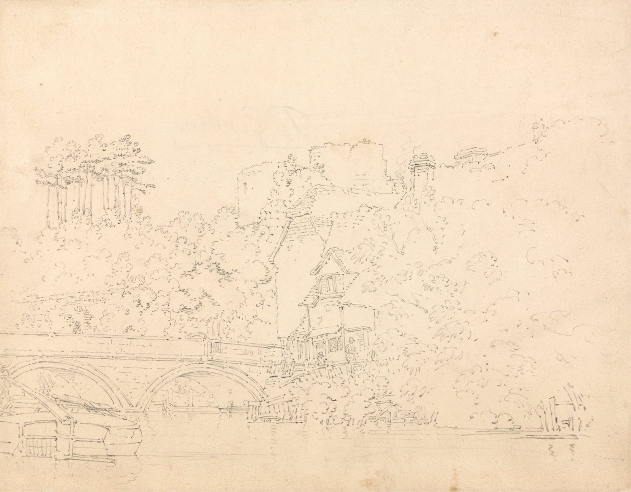 Tonbridge híd és kastély, Kent alkotó: Thomas Girtin