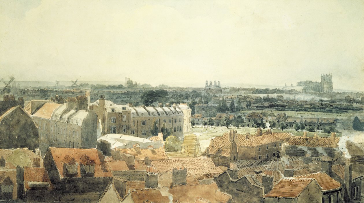 Westminster és Lambeth (wc és toll papíron) alkotó: Thomas Girtin