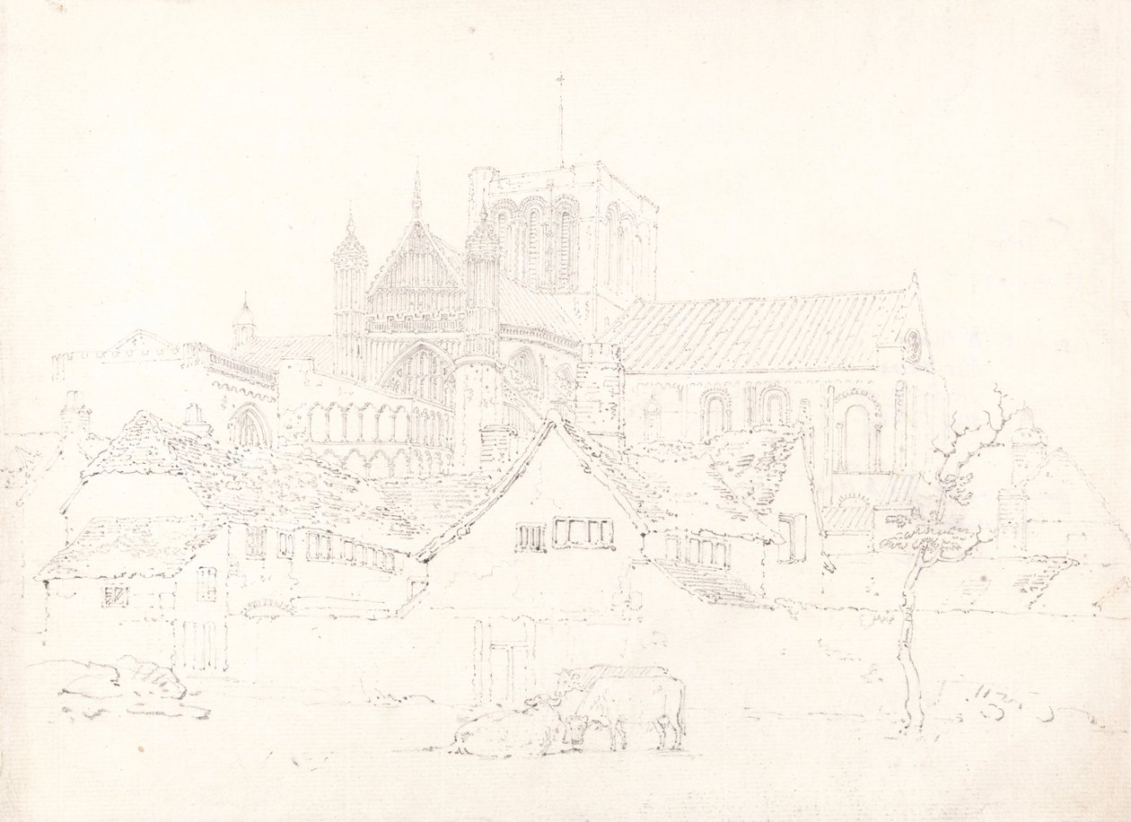 Winchester-székesegyház, Hampshire, északkeletről alkotó: Thomas Girtin