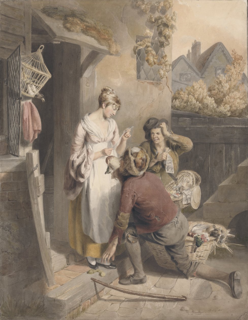Inattention, 1808 (wc, toll és tinta, szivacs és ceruza papíron) alkotó: Thomas Heaphy