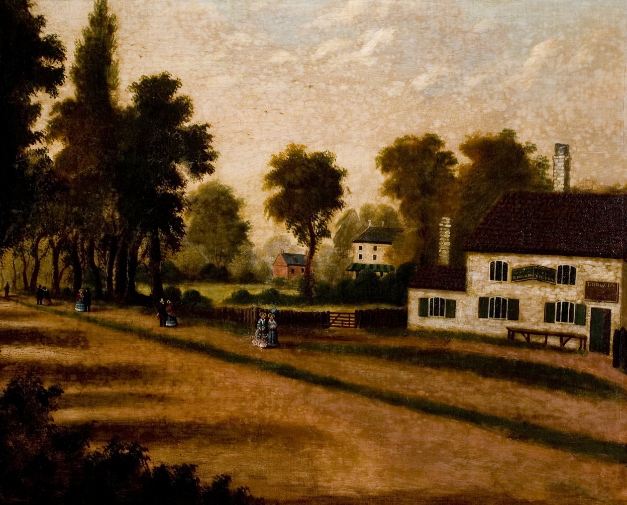 White House Inn, a Davenport Road és a Boys" előkészítő iskola között, Coventry, 1855 körül alkotó: Thomas Hough
