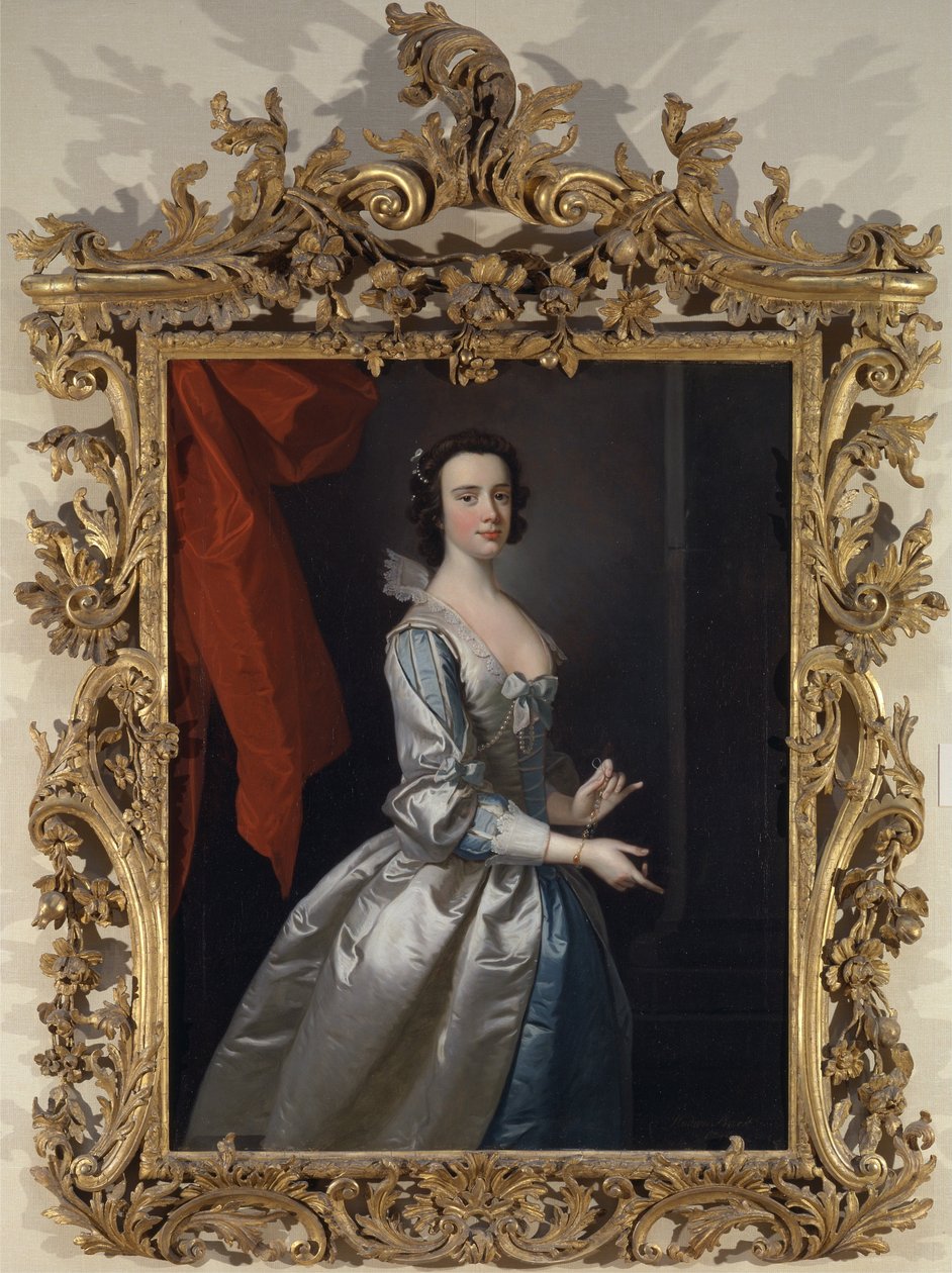 Egy nő portréja, valószínűleg Elizabeth Aislabie, a Yorkshire -i Studley Royalból alkotó: Thomas Hudson