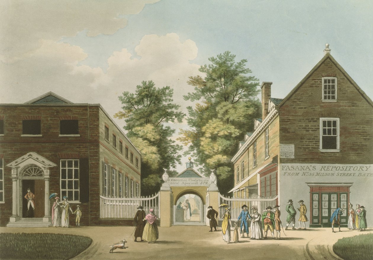 Old Wells and Pump Room, Cheltenham (aquatint) alkotó: Thomas Hulley
