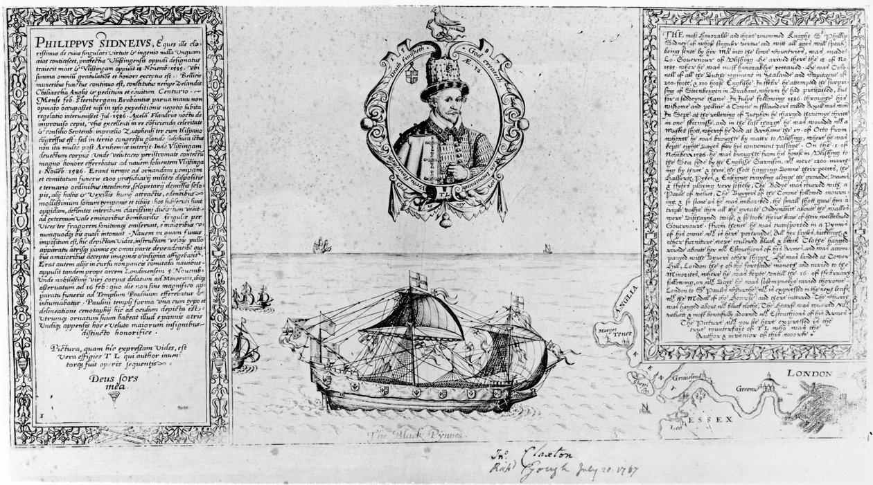 A Black Pinnace visszahozza Sir Philip Sidney testét Londonba, kocsmába. 1588-ban alkotó: Thomas Lant