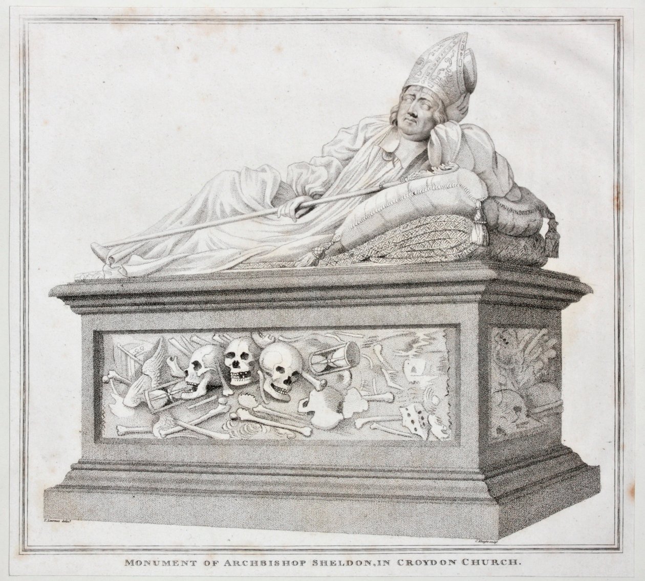 Sheldon érsek emlékműve a Croydon-templomban, 1794 (nyomtatás) alkotó: Thomas Lawrence