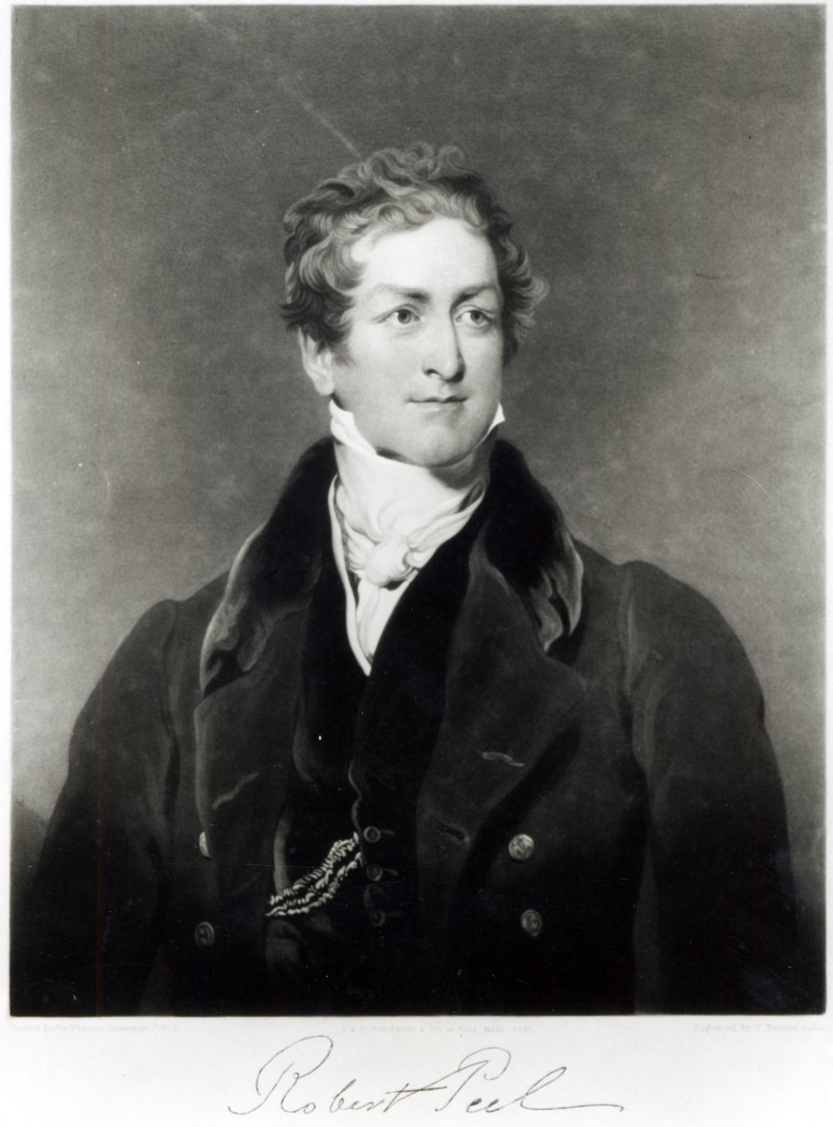 Sir Robert Peel (1788-1850) portréja, amelyet C. Turner vésett alkotó: Thomas Lawrence