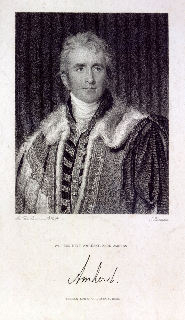 William Pitt Amherst, Arracan grófja Amherst (1773-1857), vésette Samuel Freeman (1773-1857), 1829 alkotó: Thomas Lawrence