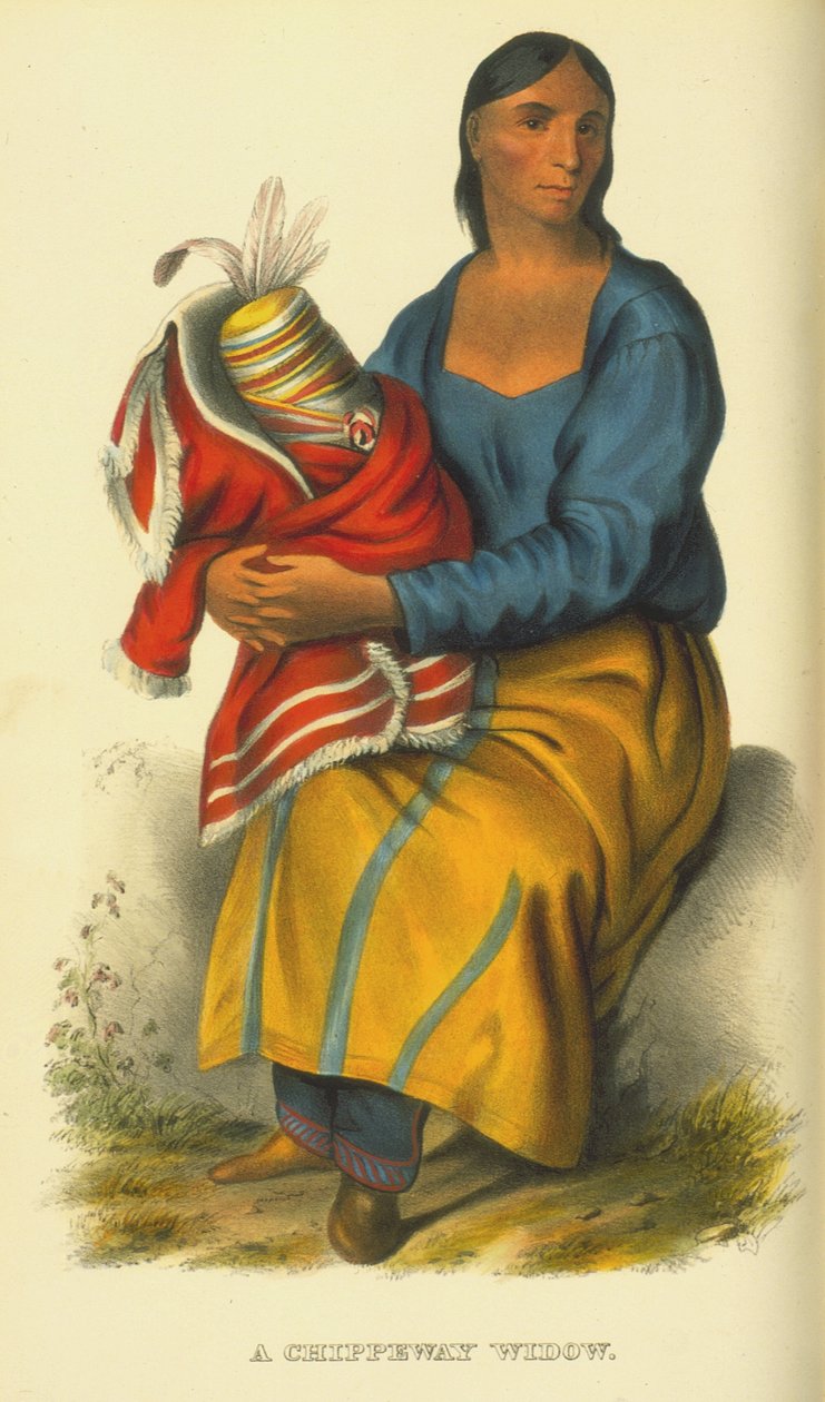 Egy Chippeway özvegy, 1854 (kézzel színezett litó) alkotó: Thomas Loraine McKenney