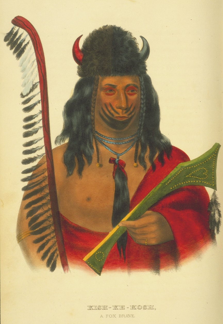 Kish-Ke-Kosh, a róka bátor, 1848 (kézzel színezett litó) alkotó: Thomas Loraine McKenney