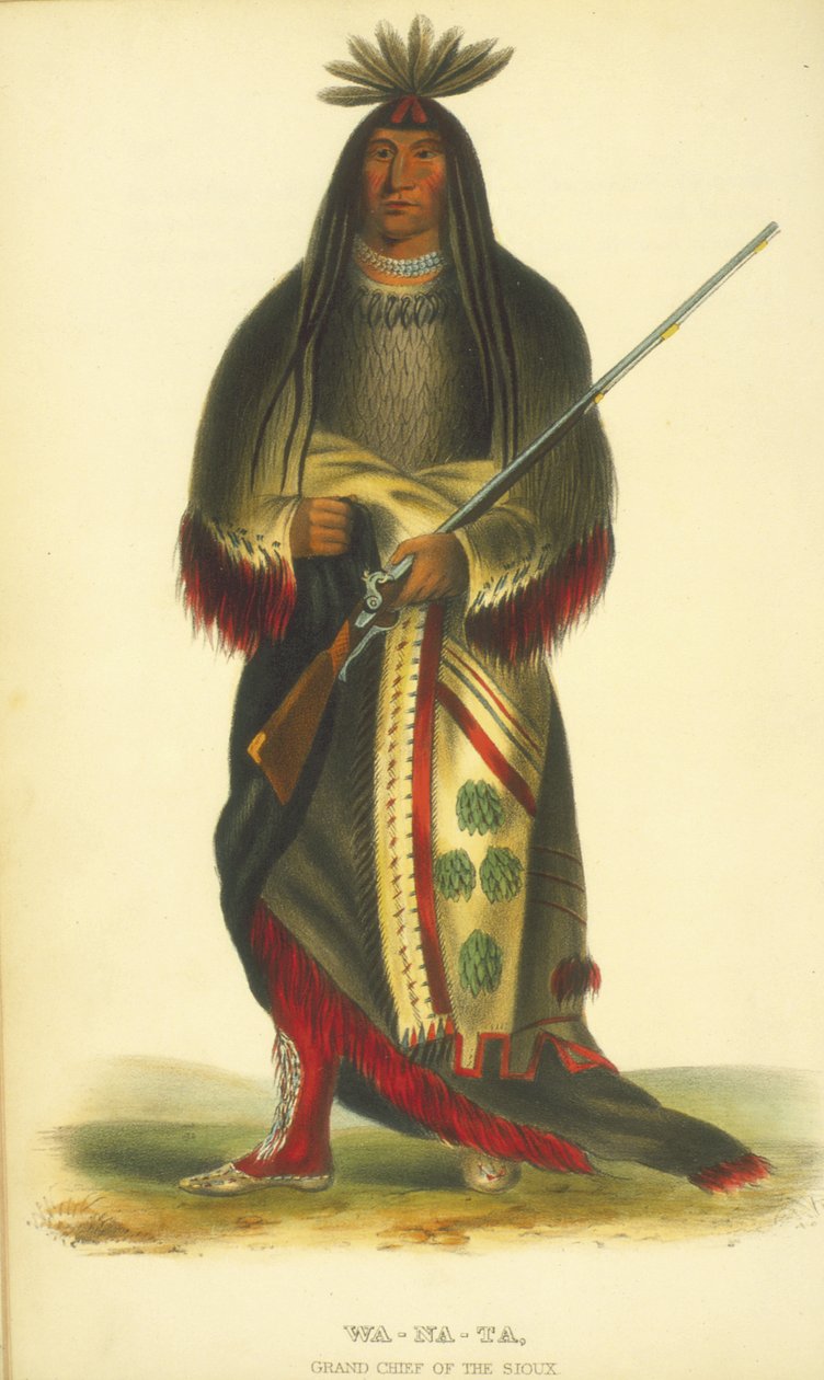 Wa-Na-Ta, a sziúk nagyfőnöke, 1848 (kézzel színezett litográfia) alkotó: Thomas Loraine McKenney