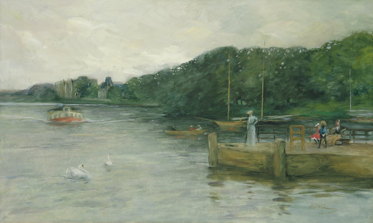 Az Alster a gőzhajó mólójával a Raven Roadon alkotó: Thomas Ludwig Herbst