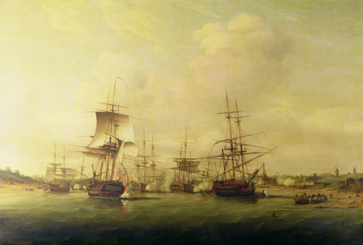 Akció Franciaország partjainál, 1779. május 13 alkotó: Thomas Luny