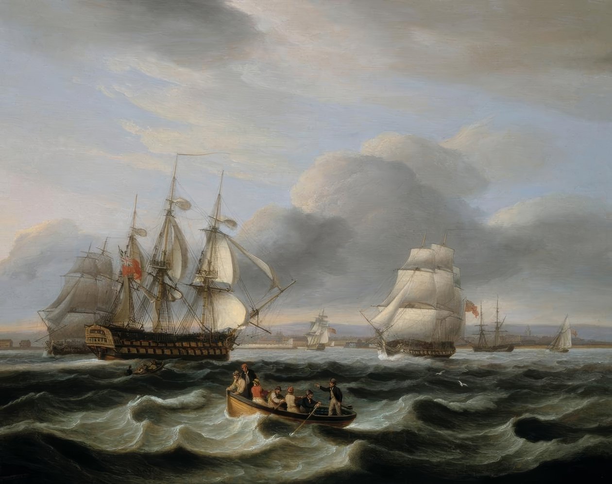 British Men of War és egyéb hajózás Portsmouth kikötőjénél alkotó: Thomas Luny