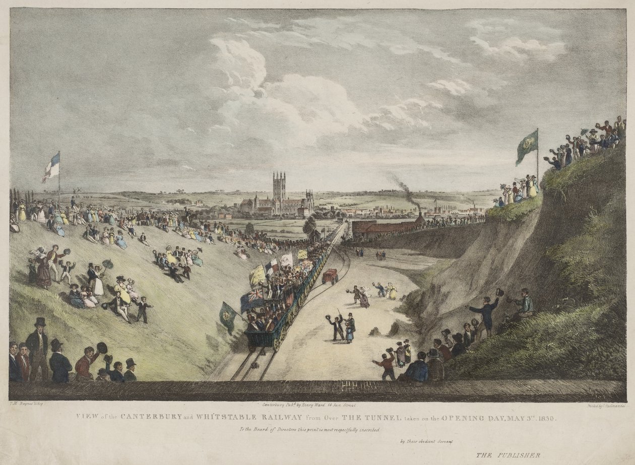 Kilátás a Canterbury és a Whitstable vasútra az alagút túloldaláról A megnyitó napján, 1830. május 3. alkotó: Thomas Mann Baynes