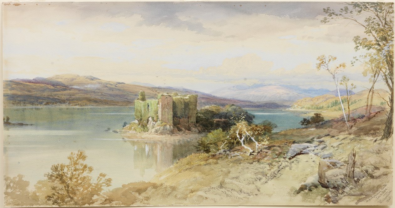 Ardchonnel kastély, Loch Awe (akvarell, ceruza és testfesték papíron) alkotó: Thomas Miles II Richardson