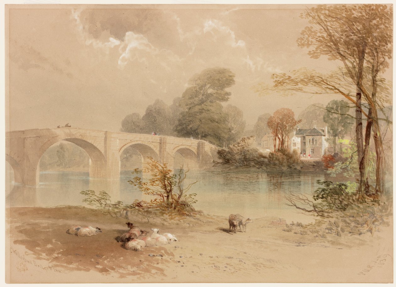 Chollerford Bridge and Inn (testszín) alkotó: Thomas Miles II Richardson