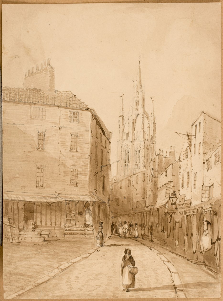 Castle Garth, Newcastle upon Tyne (tus és ceruza, papír) alkotó: Thomas Miles Richardson