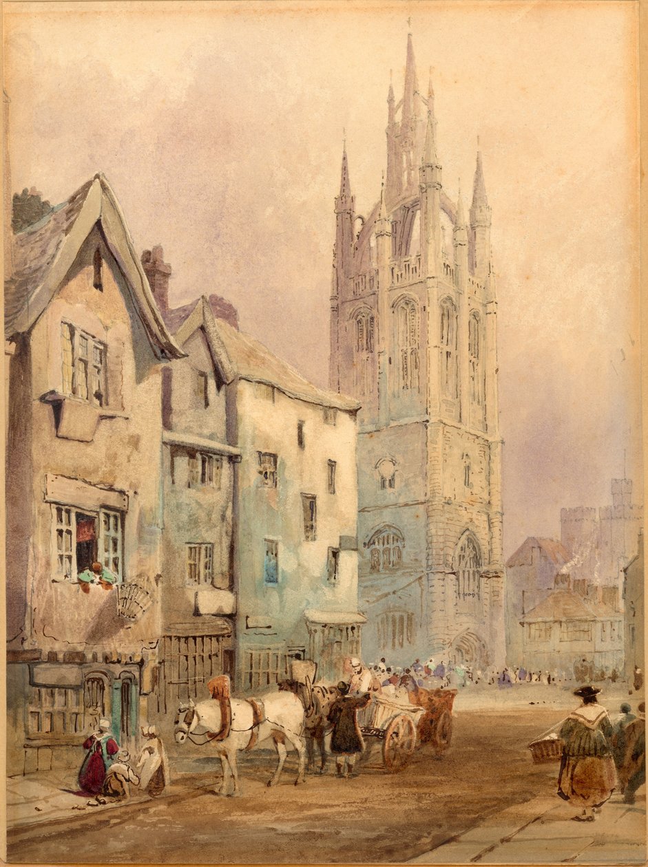 Szent Miklós-székesegyház, Newcastle upon Tyne (tinta (szépia) és akvarell papíron (kártyán) alkotó: Thomas Miles Richardson