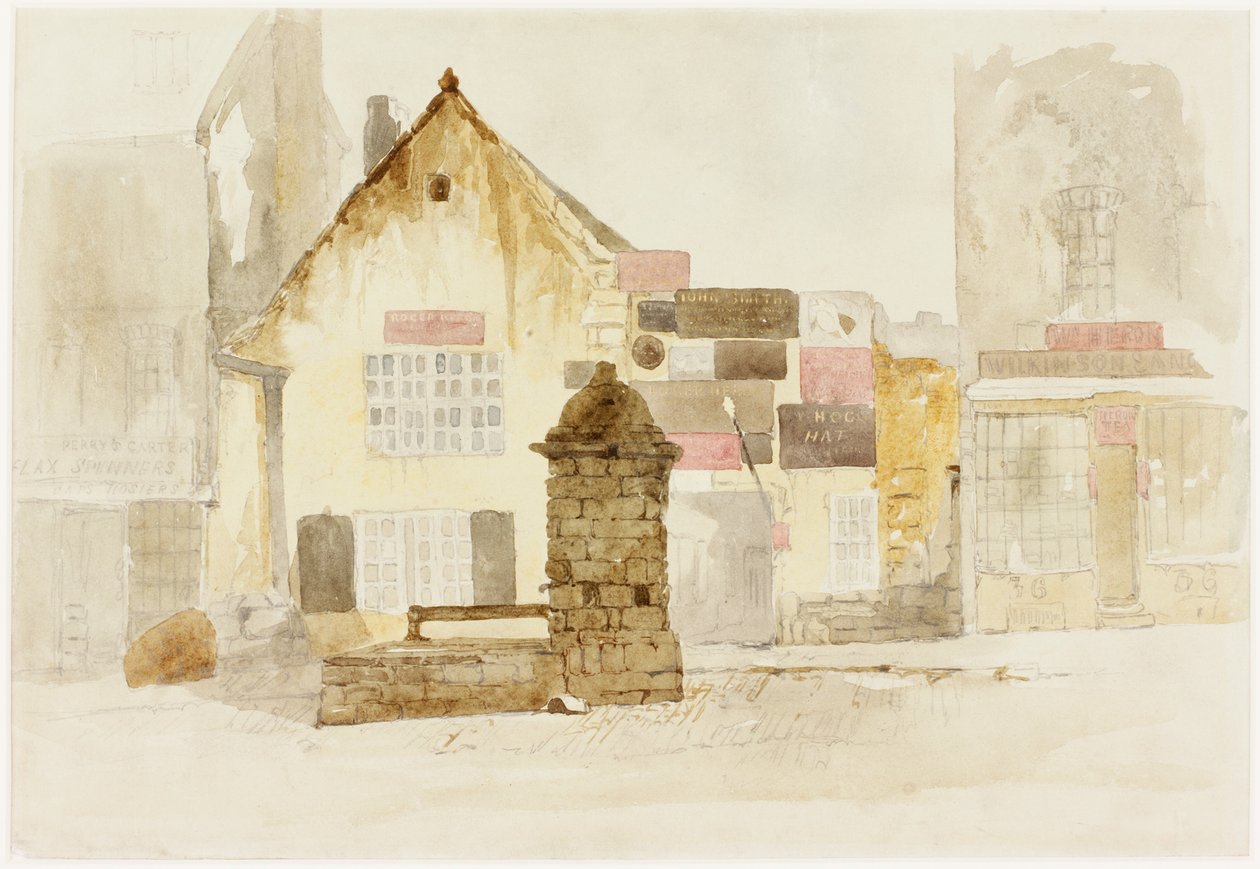 The Bigg Market, Newcastle upon Tyne (bc, ceruza és WC papíron) alkotó: Thomas Miles Richardson