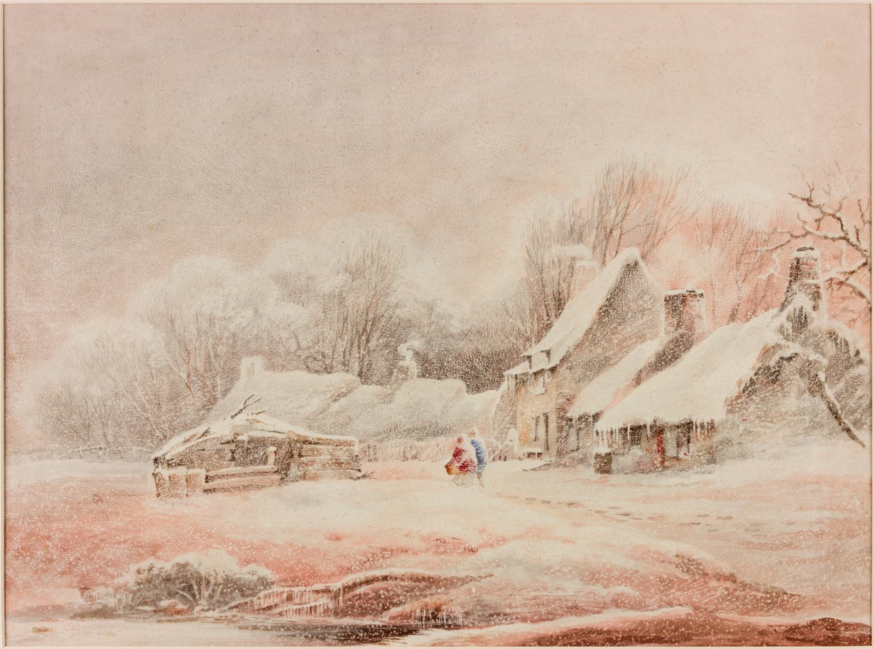 Téli jelenet (ceruza és akvarell papíron) alkotó: Thomas Miles Richardson