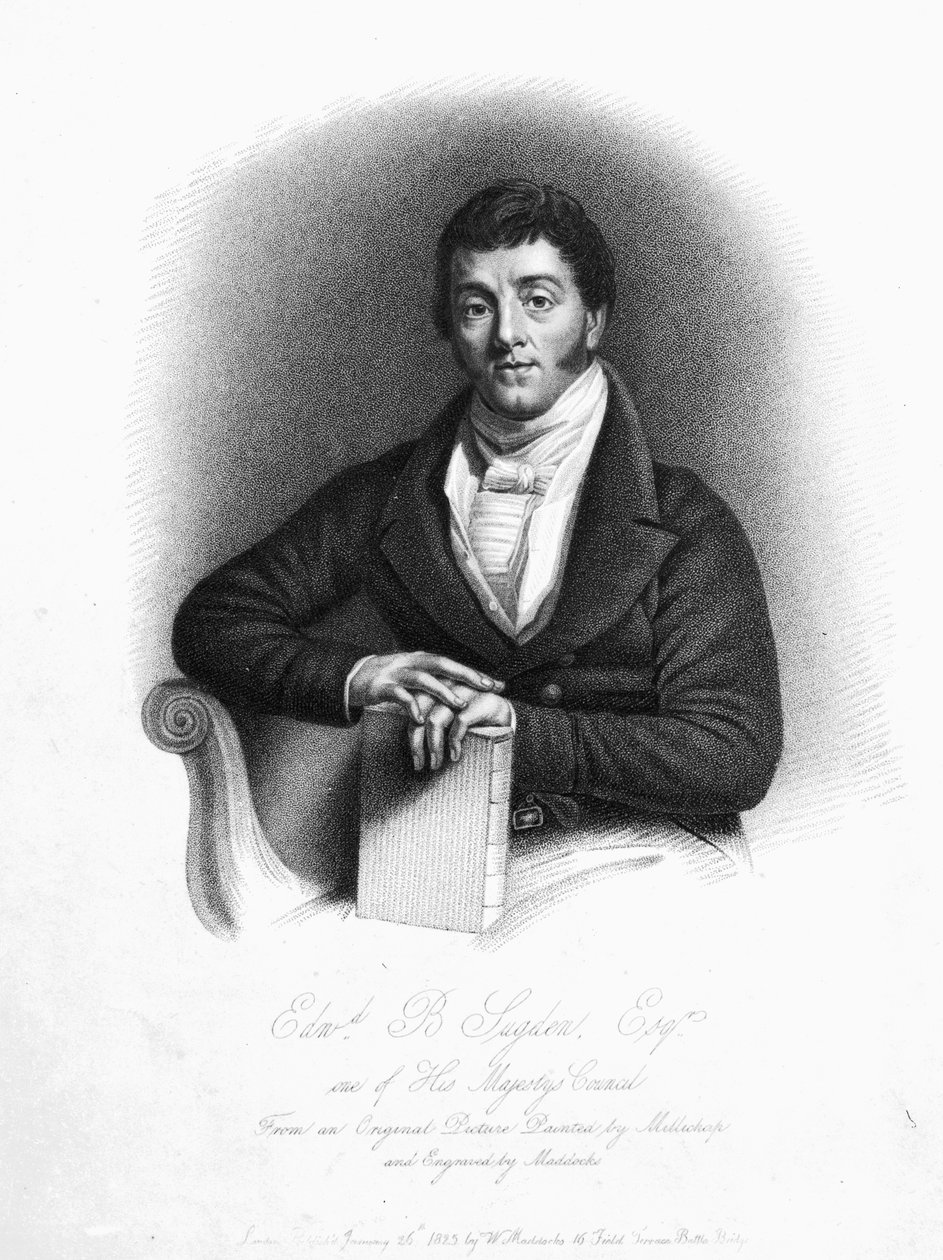 Edward Buttenshaw Sugden, St. Leonards 1. báró, vésette Maddocks, 1825 alkotó: Thomas Millichap