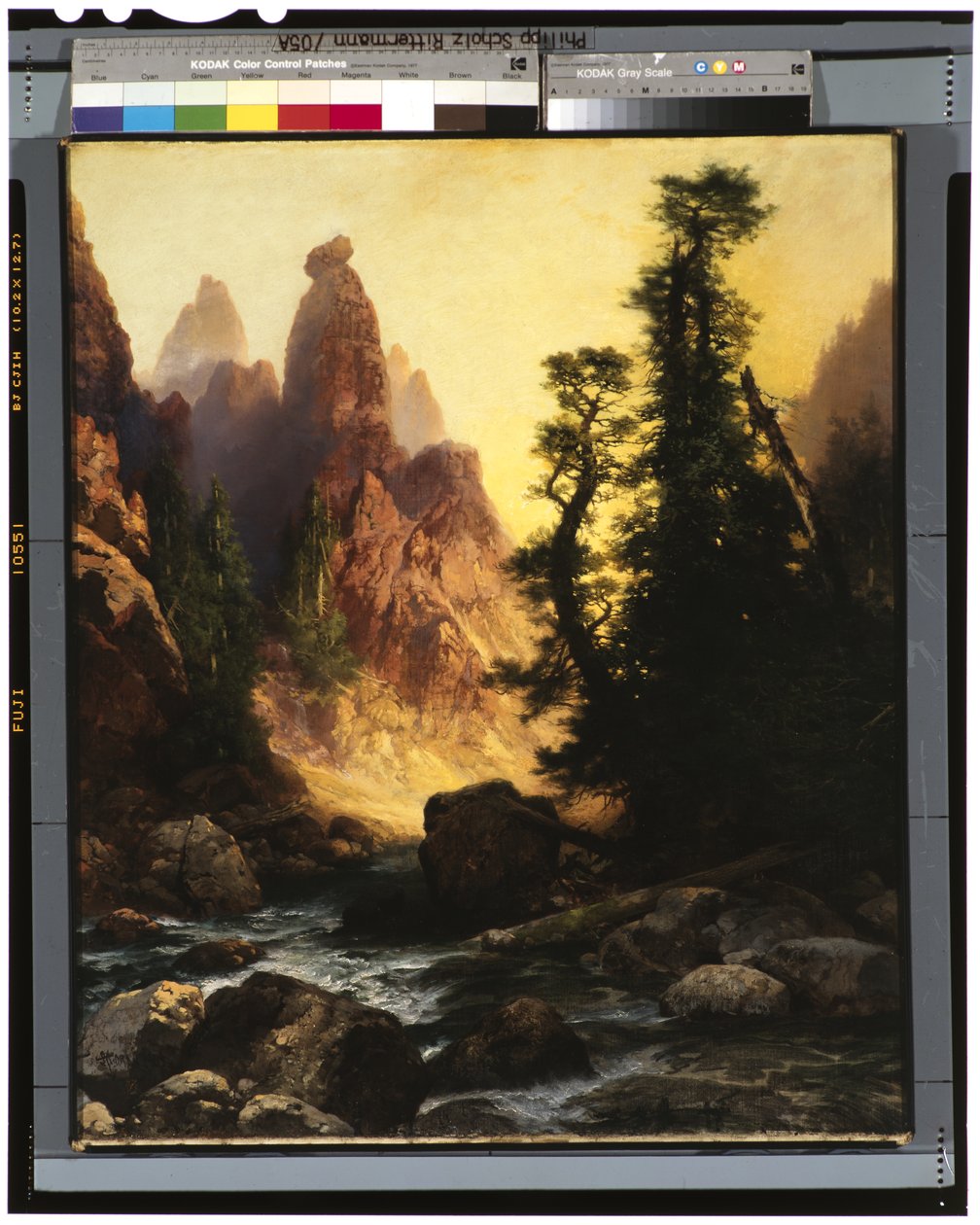 Towers of Tower Falls alatt, Yellowstone Park, 1909 alkotó: Thomas Moran