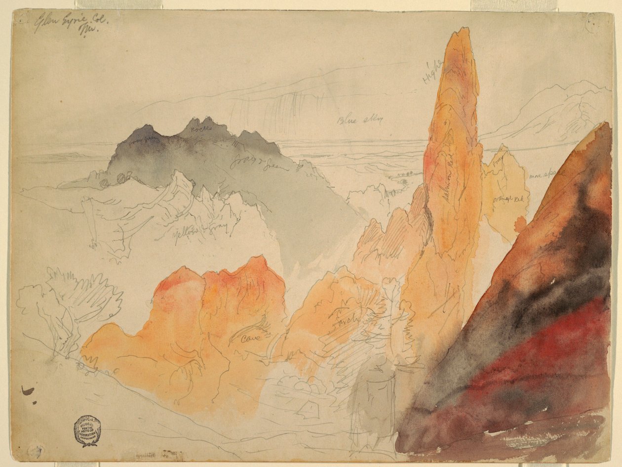 Rajz, Glen Eyrie, Colorado, 1892 alkotó: Thomas Moran