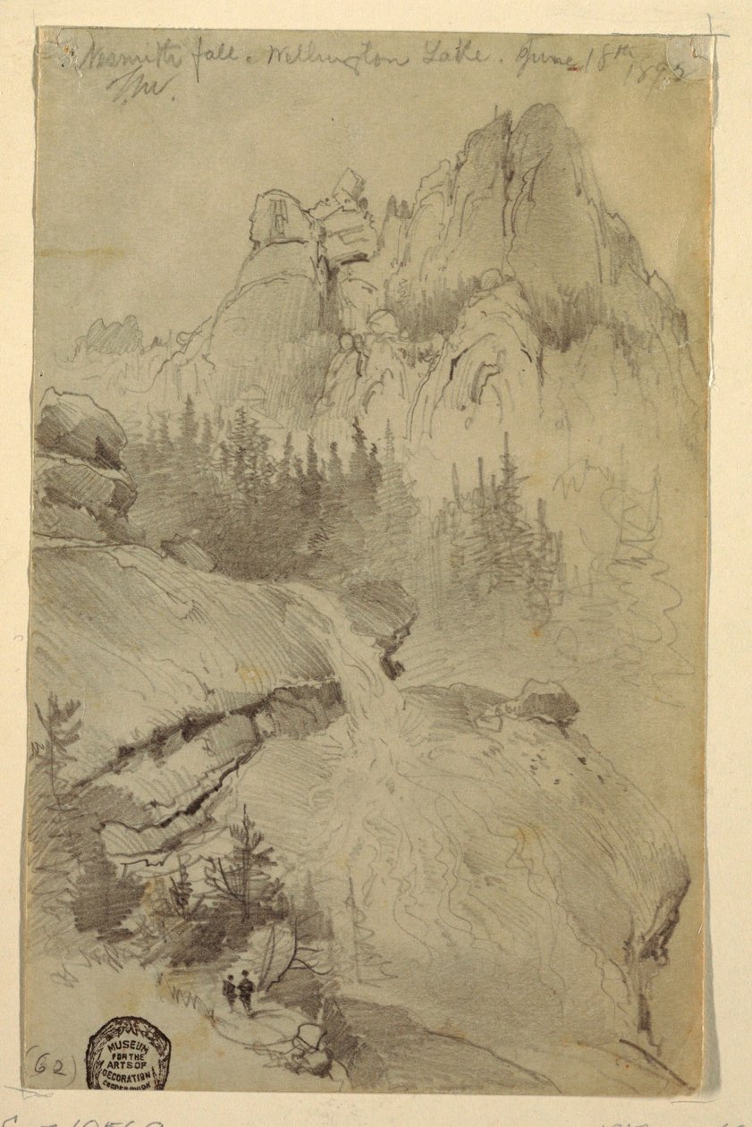 Rajz, Nesmith Fall, Lake Wellington, Colorado, 1892. június 18 alkotó: Thomas Moran