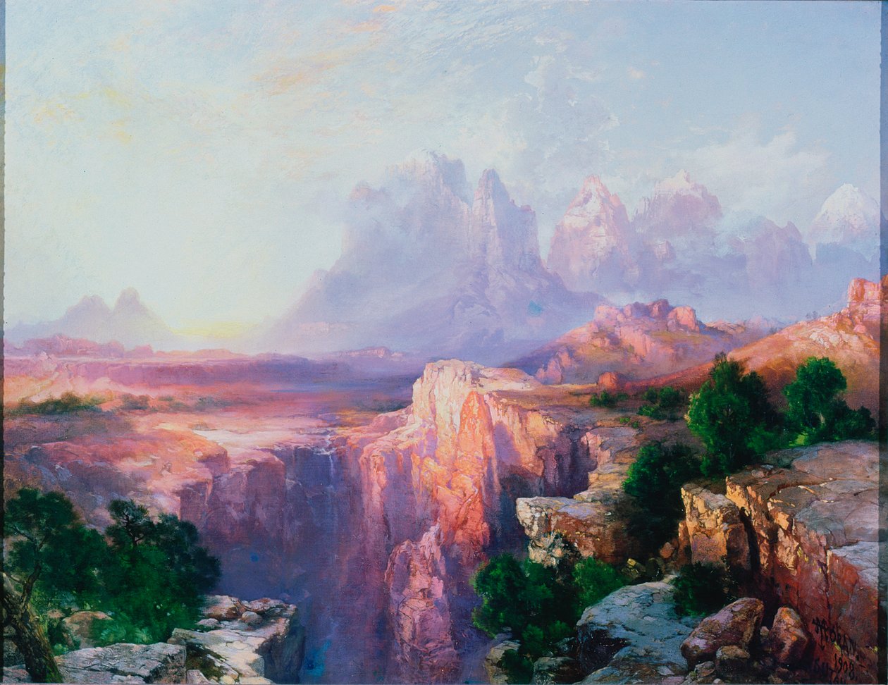 A Rio Virgin sziklatornyai, 1908 alkotó: Thomas Moran