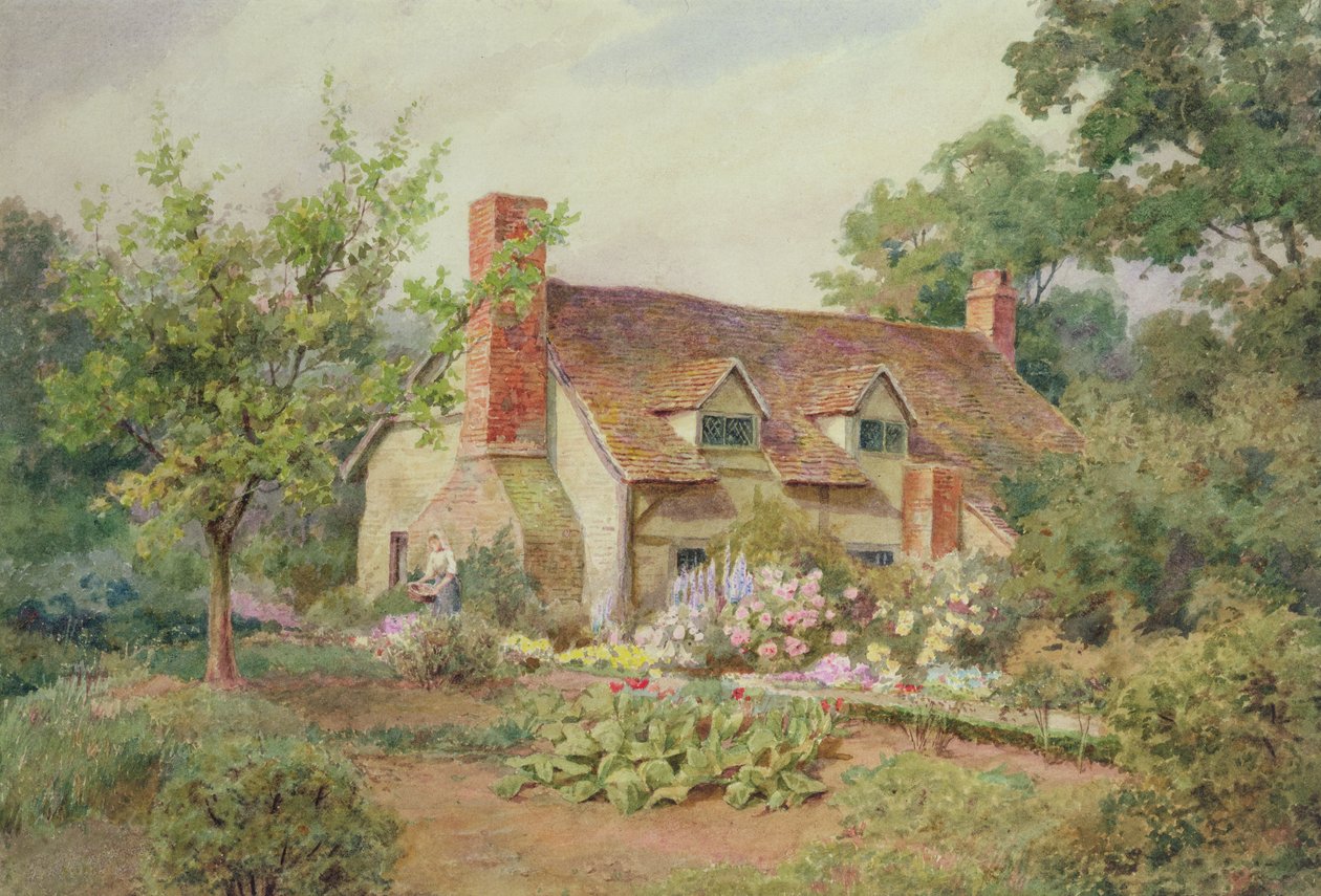 Cottage Garden Wokingham közelében, Berkshire (wc papíron) alkotó: Thomas Nicholson Tyndale