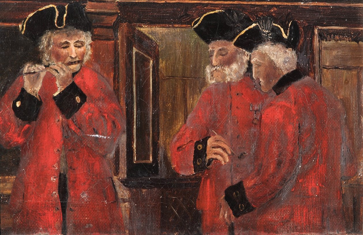 Három Chelsea nyugdíjas az osztályon, 1885 alkotó: Thomas Parkins