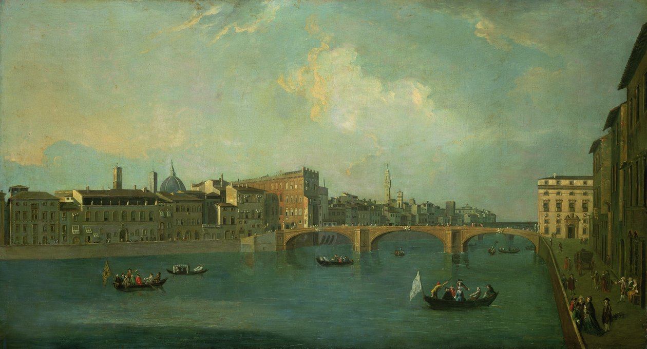Kilátás az Arnóra a Ponte Santa Trinitával alkotó: Thomas Patch